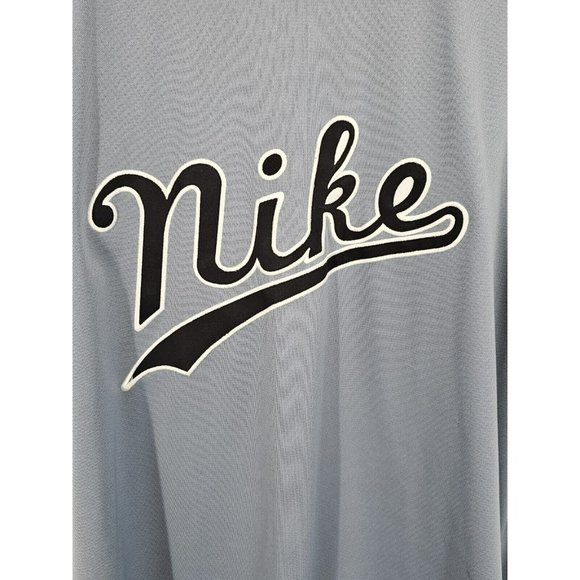 Nike Vintage Baseball Jersey Button‎ Up Spellout Embroidered Gray 2XL Swoosh 90s - Picture 6 of 12